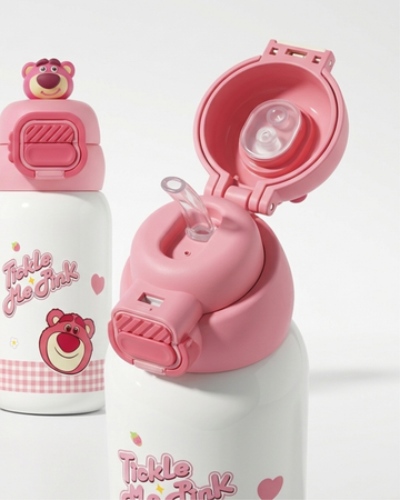 Disney Lotso stainless steel 2 opening 550ml drink bottle with cover straw-direct drink