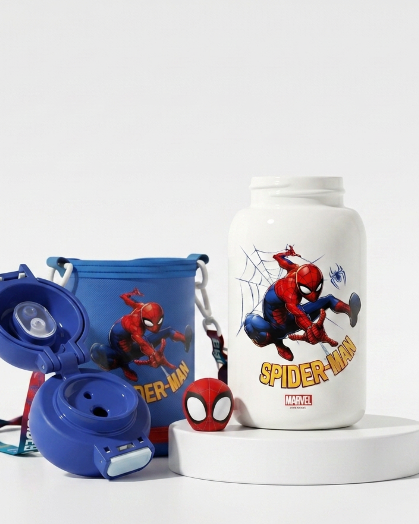 Marvel Spiderman 550ml 316 stainless straw + direct drink bottle with starp+ cover