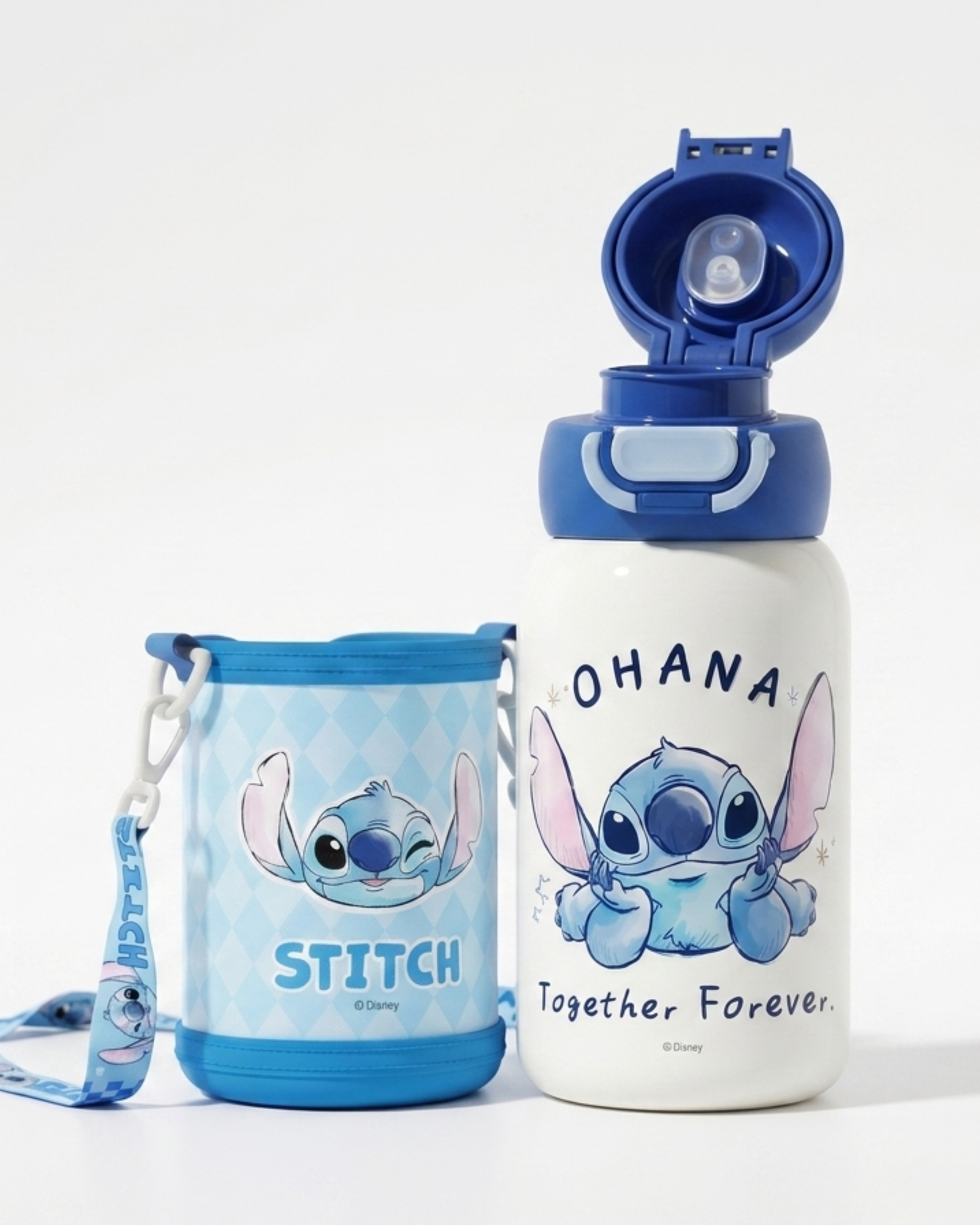 Stitch stainless steel 2 opening 550ml drink bottle with cover