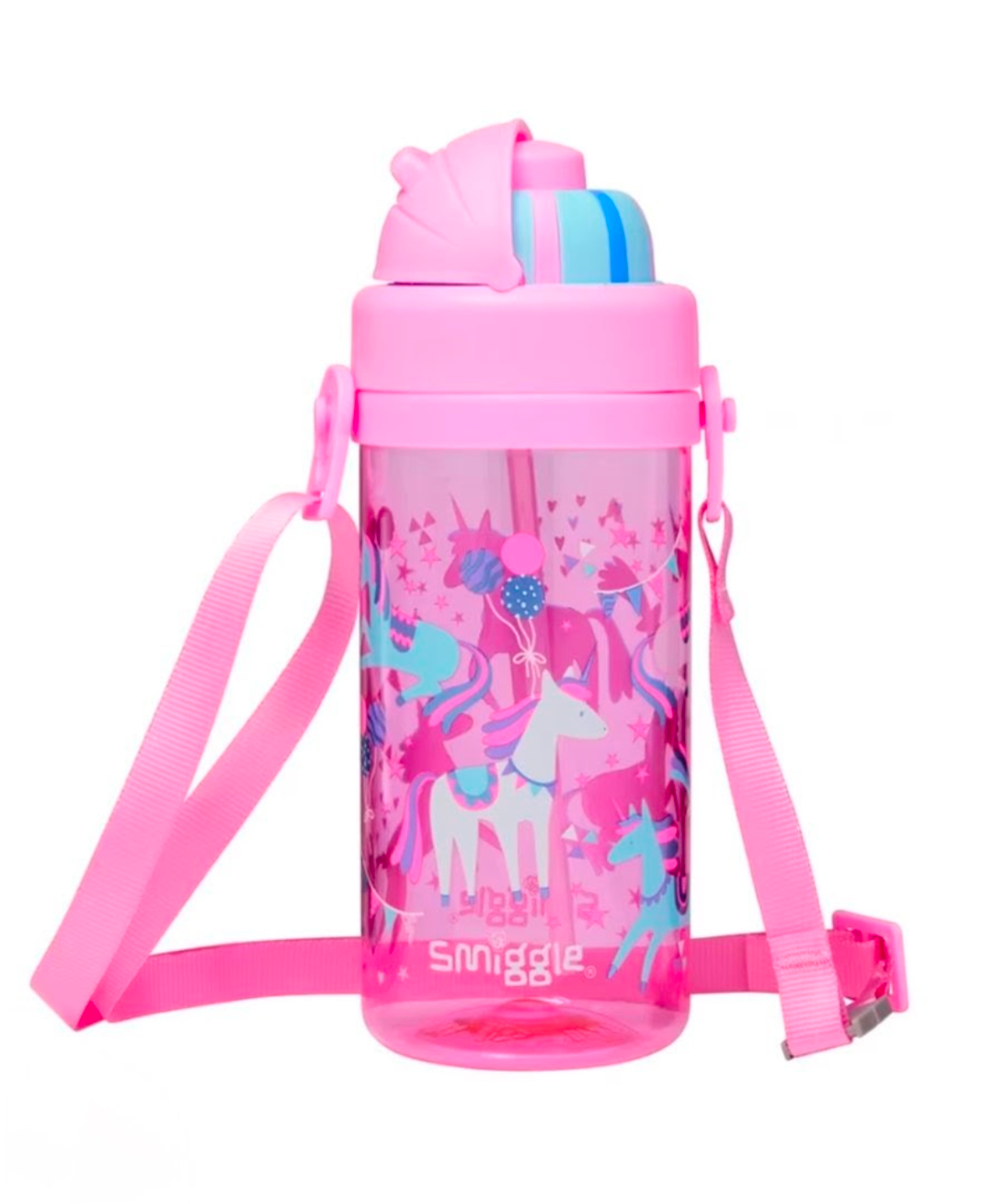 Smiggle unicorn Bpa free bottle 400ml with straw