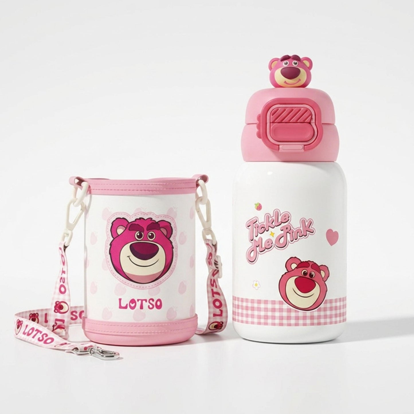 Disney Lotso stainless steel 2 opening 550ml drink bottle with cover straw-direct drink