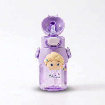 Disney frozen BPa free drink water bottle straw +direct drink 580ml+ strap