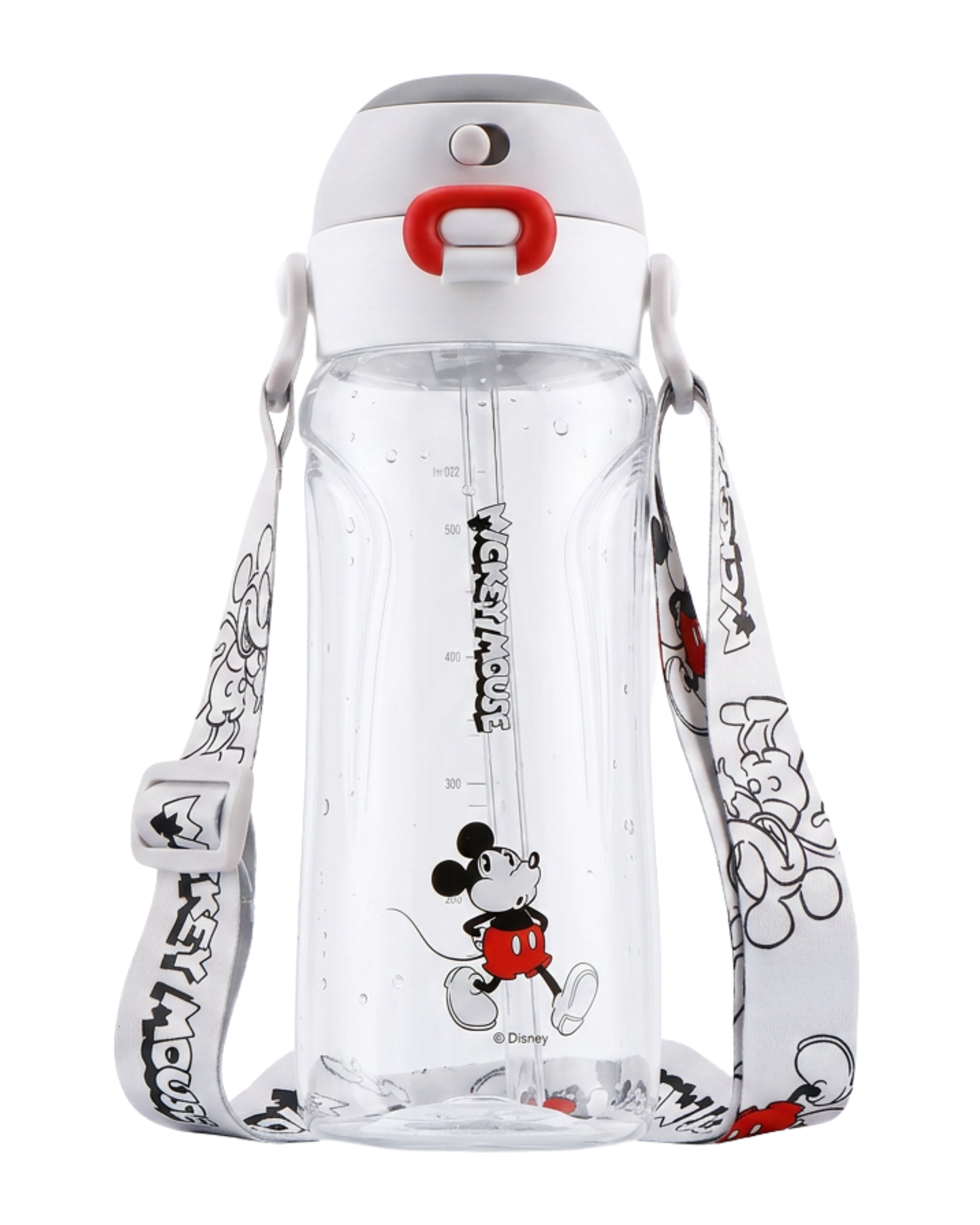 Disney Mickey mouse BPa free drink water bottle straw +direct drink 640ml+ strap