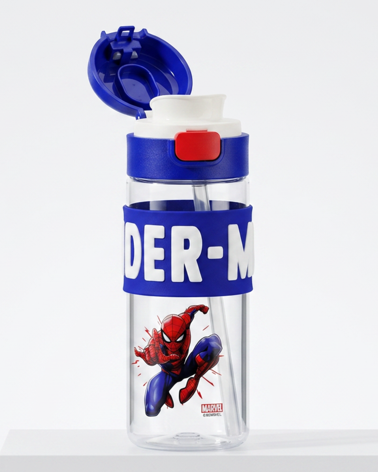 Marvel Spiderman straw BPA free water bottle with lock