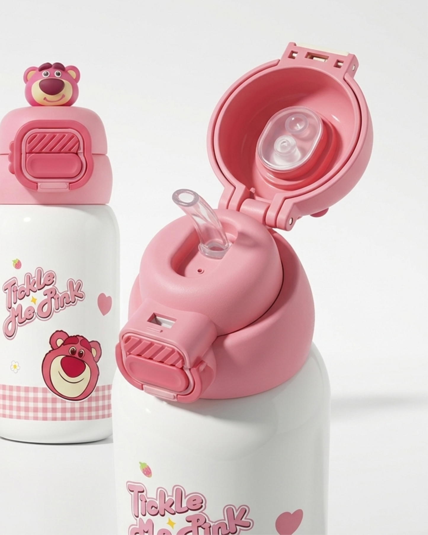 Disney Lotso stainless steel 2 opening 550ml drink bottle with cover straw-direct drink