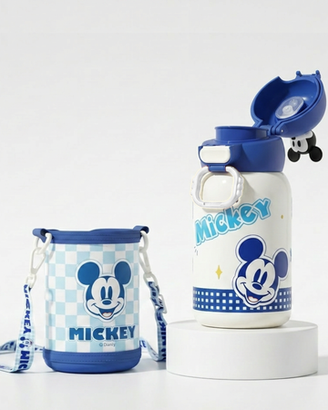Disney Mickey mouse stainless steel 2 opening 550ml drink bottle with cover straw-direct drink