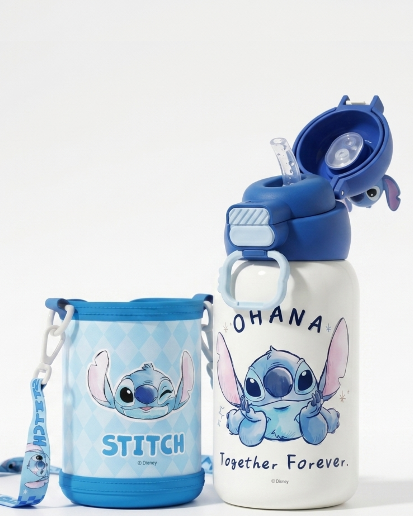 Stitch stainless steel 2 opening 550ml drink bottle with cover