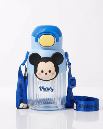 Mickey mouse Disney BPa free drink water bottle straw +direct drink 580ml+ strap