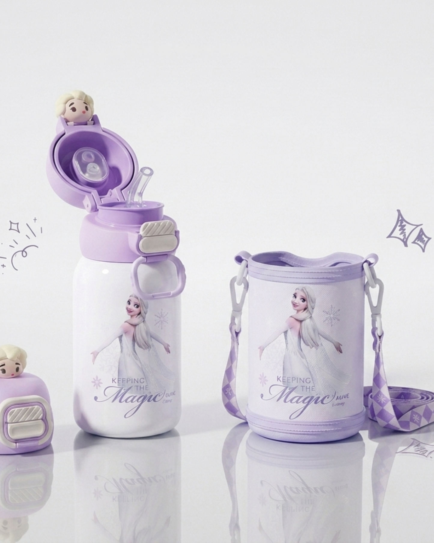 Disney Frozen stainless steel 2 opening 550ml drink bottle with cover