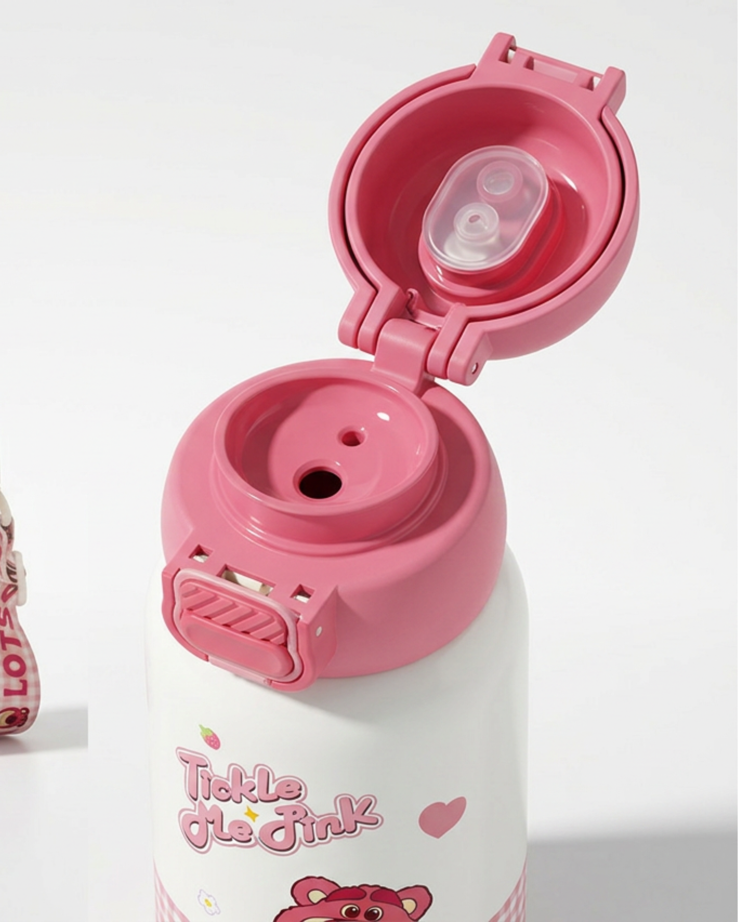 Disney Lotso stainless steel 2 opening 550ml drink bottle with cover straw-direct drink