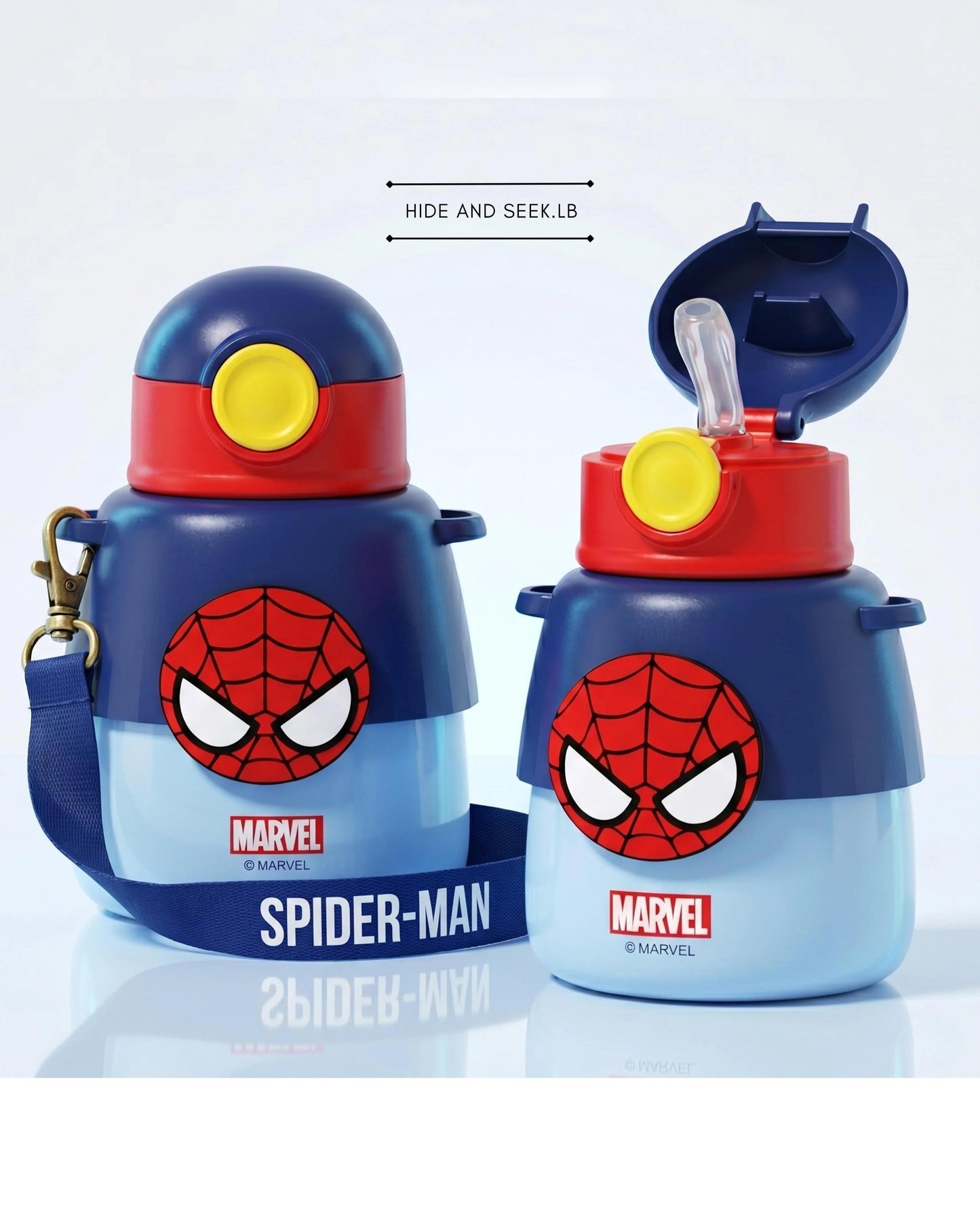 Marvel Spiderman 650ml 316 stainless straw drink bottle with starp