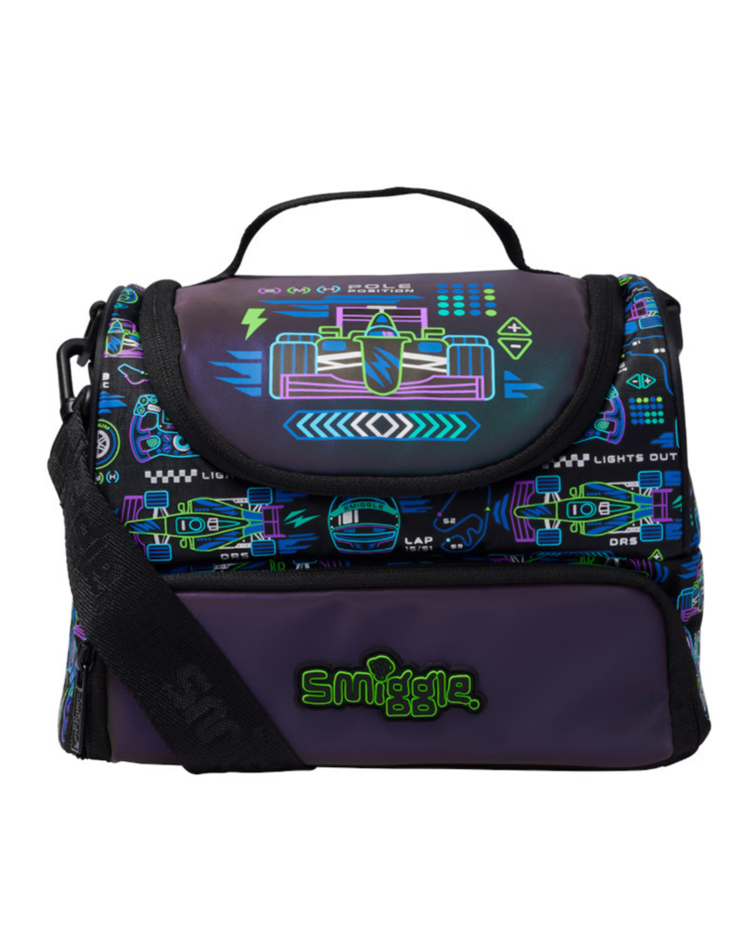 Smiggle Race car Double Decker Lunchbox with Strap