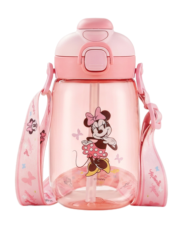 Disney Minnie mouse 550ml with strap and double drink straw+ direct drink Bpa free
