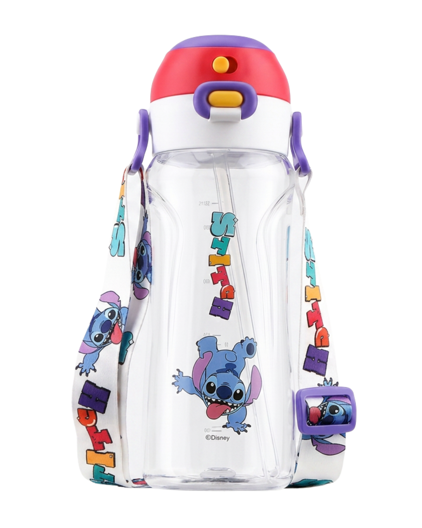 Disney stitch BPa free drink water bottle straw +direct drink 640ml+ strap