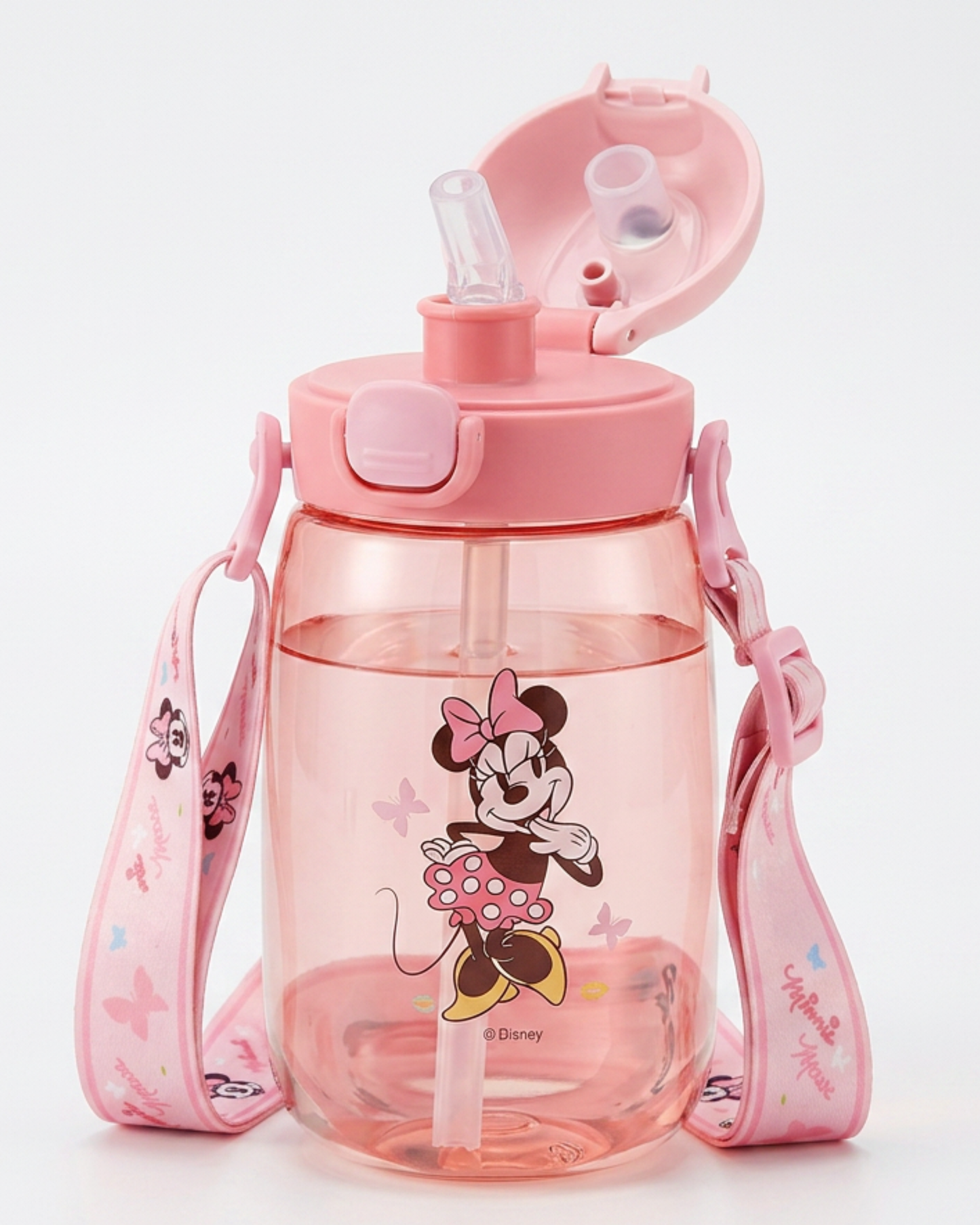 Disney Minnie mouse 550ml with strap and double drink straw+ direct drink Bpa free