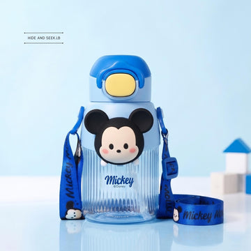 Mickey mouse Disney BPa free drink water bottle straw +direct drink 580ml+ strap