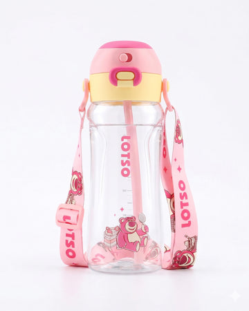 Disney Lotso BPa free drink water bottle straw +direct drink 640ml+ strap