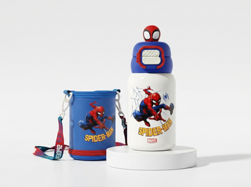 Marvel Spiderman 550ml 316 stainless straw + direct drink  bottle with starp+ cover