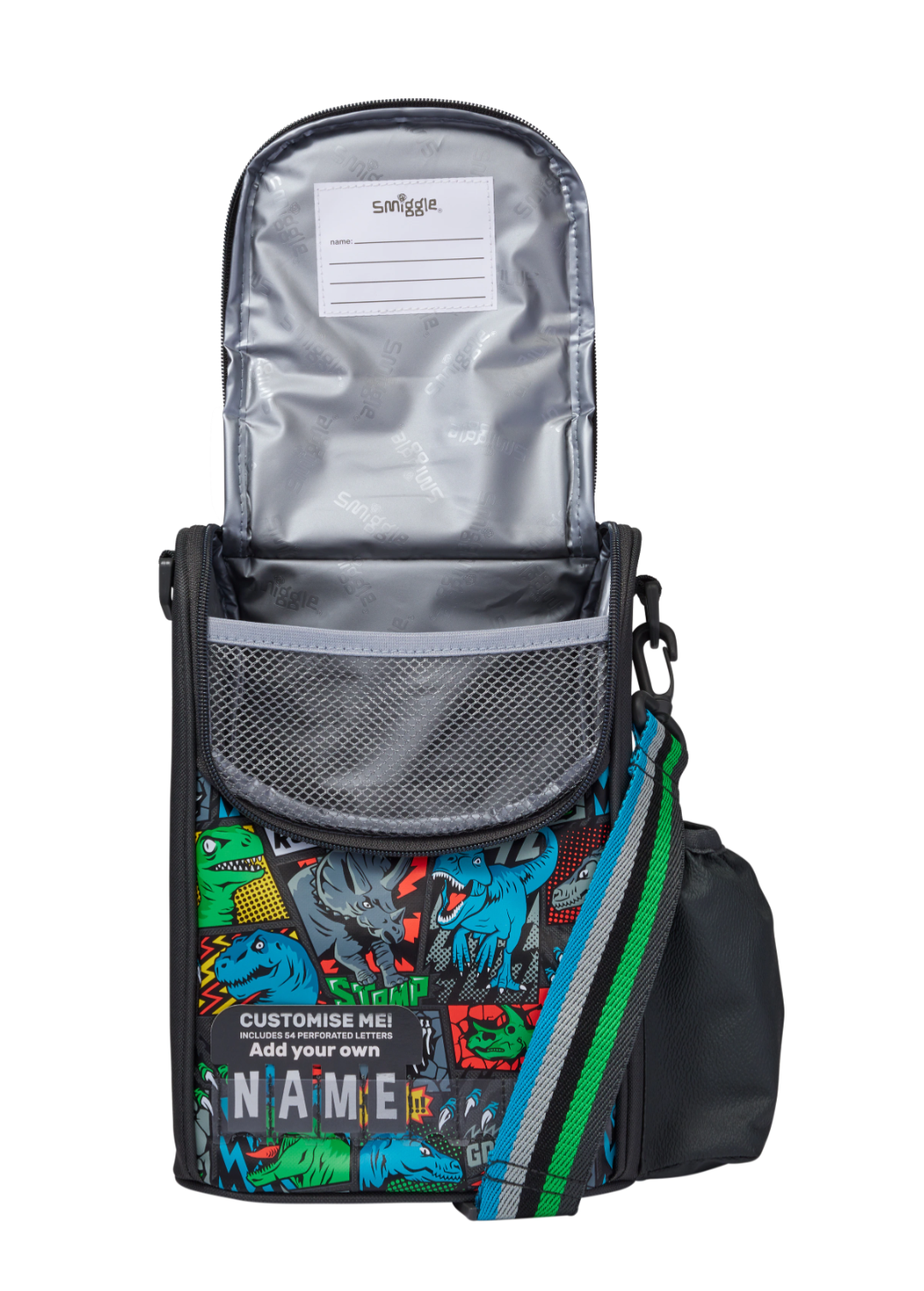Smiggle dinosaur lunch bag with strap